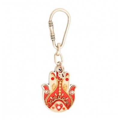 Red Heart Hamsa Hand Key Chain